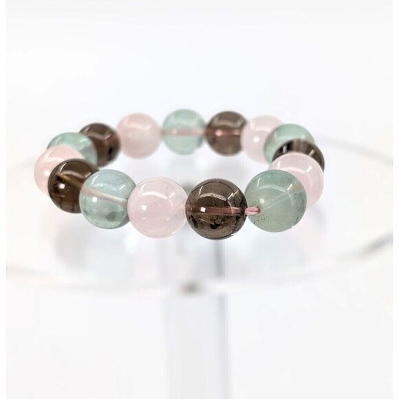 Set of 2 Bracelet Rose Quartz Amethyst Stone Bead Ethereal Mystical Celestial - Picture 7 of 9